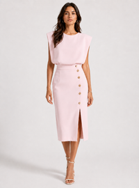 Camille Structured Button-Front Midi Dress - product image 5