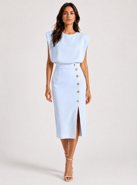 Camille Structured Button-Front Midi Dress - product image 6