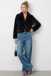 Noella Black Collared Faux-Fur Jacket - product image 1
