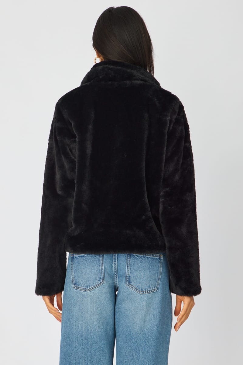 Noella Black Collared Faux-Fur Jacket - product image 6