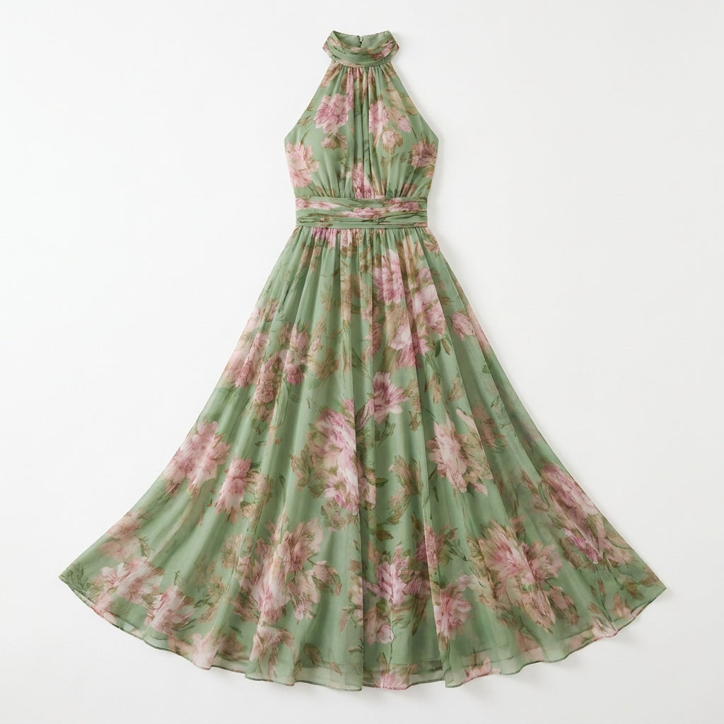 Rosalie Floral Halter Summer Maxi Dress - product image 2