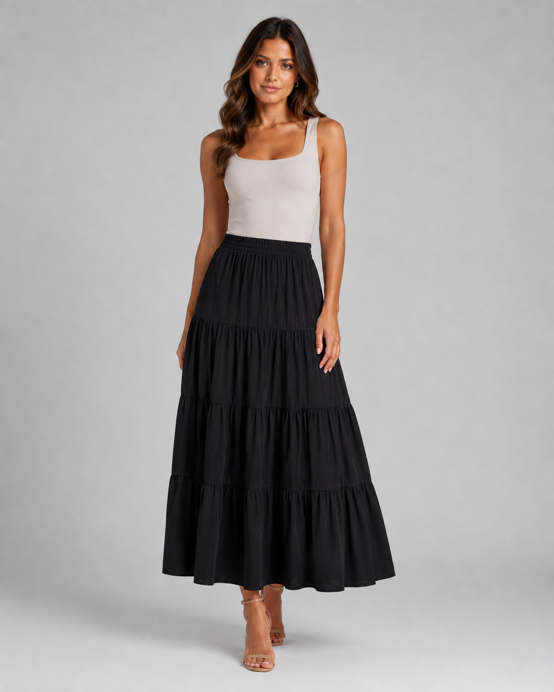 Paloma High-Waist Pleated A-Line Midi Skirt