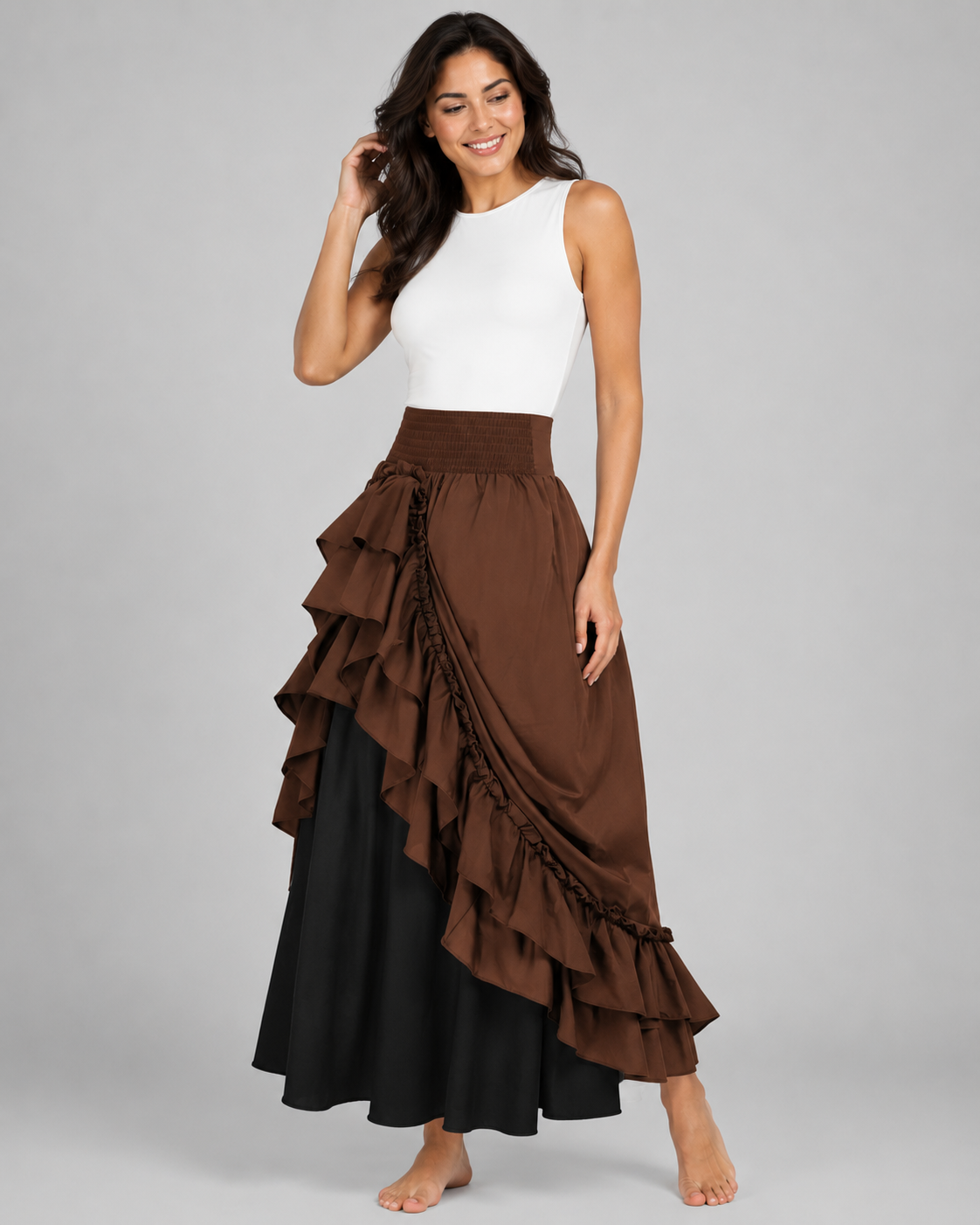 Xanthe Ruffled Renaissance Maxi Skirt