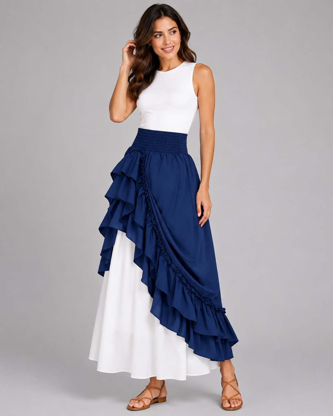 Xanthe Ruffled Renaissance Maxi Skirt