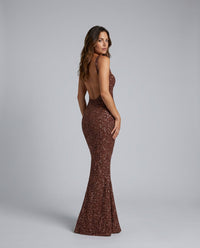 Sabine Sequin Tie-Up Square-Neck Maxi Dress