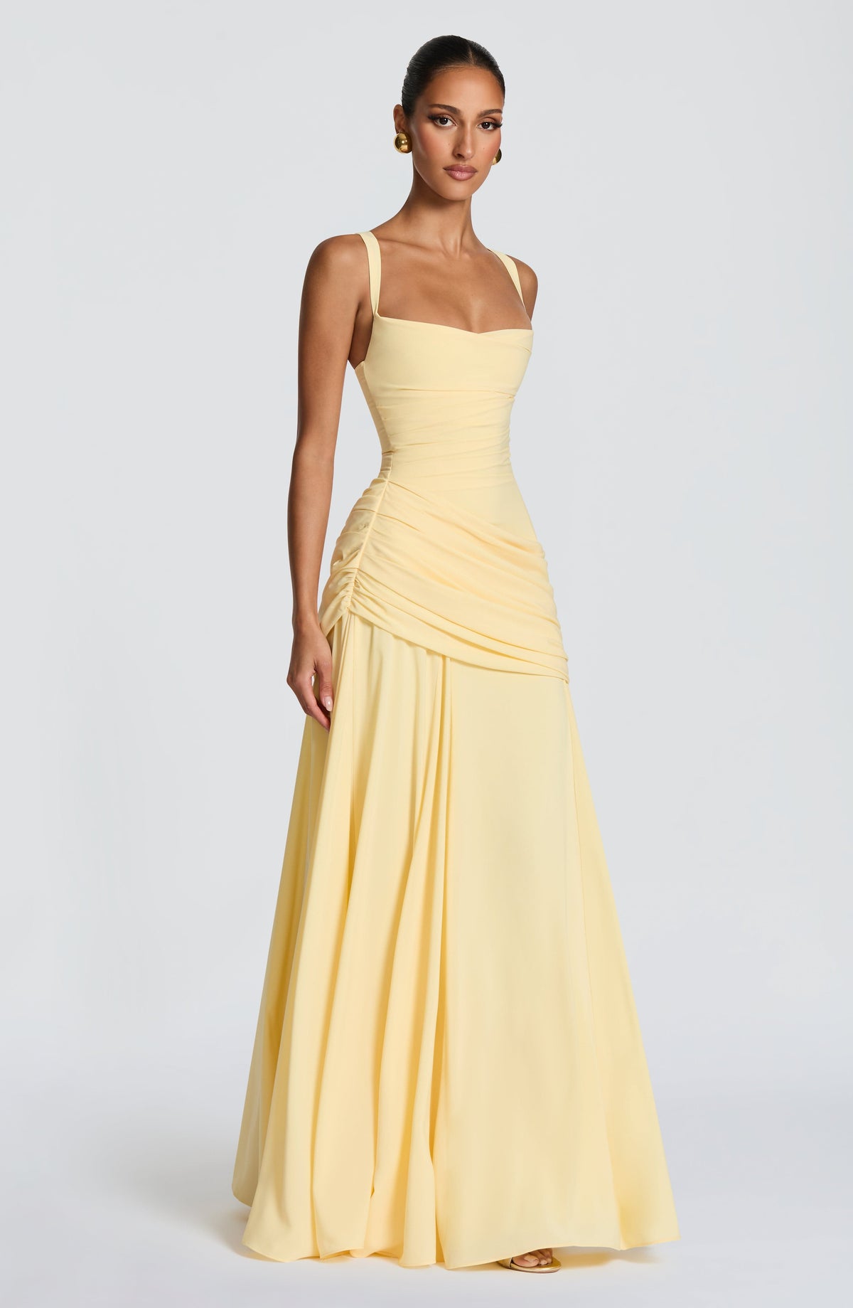 Sura Cowl-Neck Chiffon Maxi Dress - Lemon - product image 3