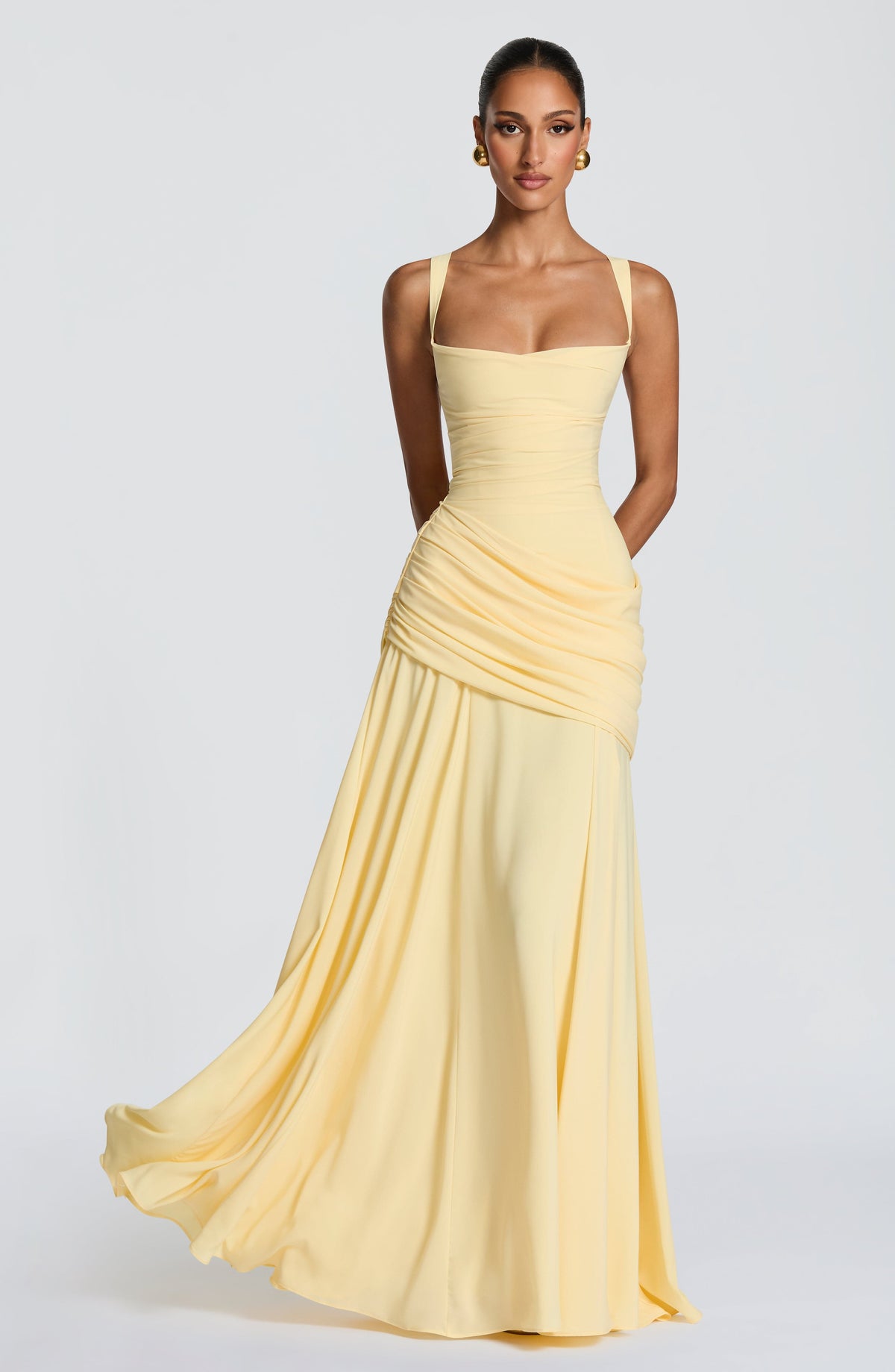 Sura Cowl-Neck Chiffon Maxi Dress - Lemon - product image 1