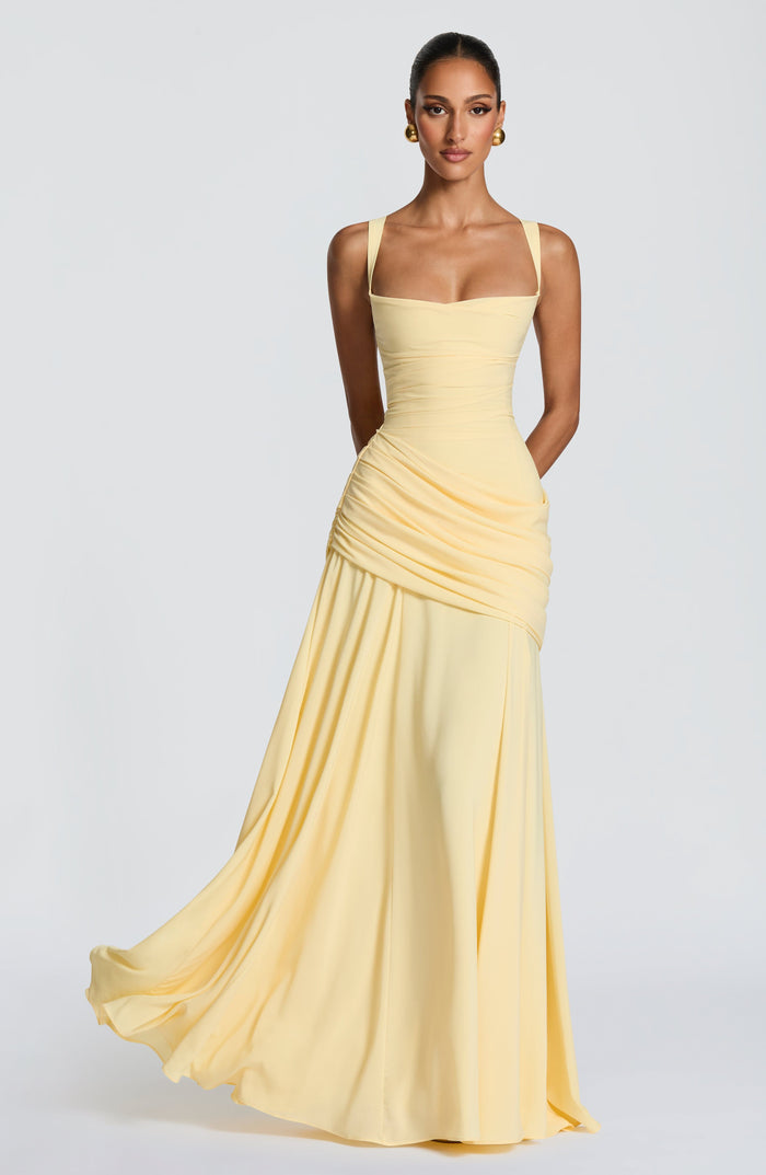 Sura Cowl-Neck Chiffon Maxi Dress - Lemon - product image 1