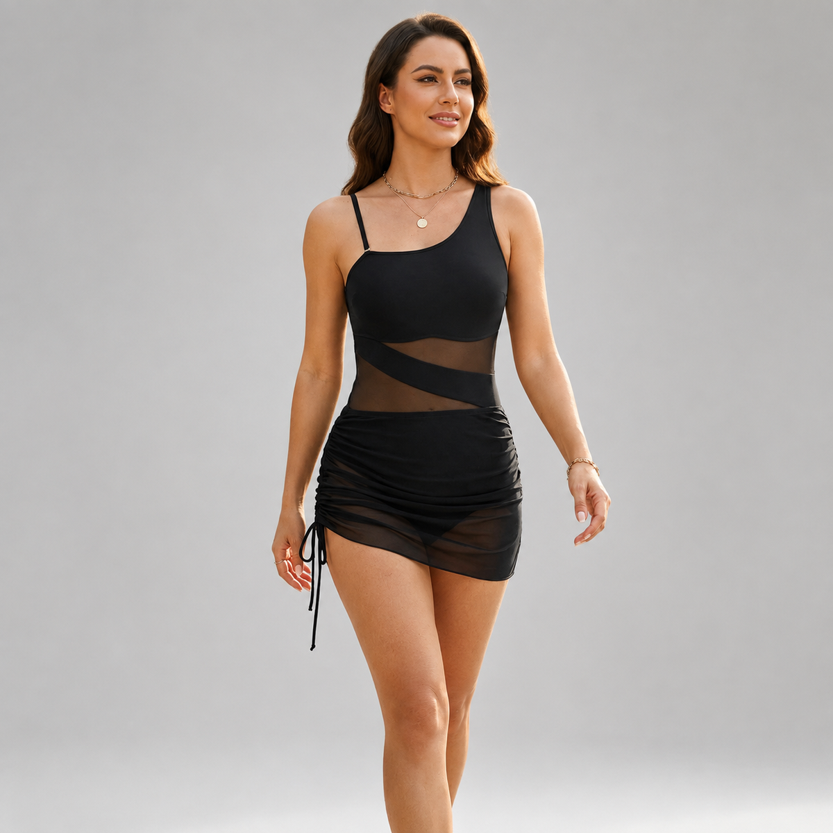 Rivara Ruched Mesh One-Piece Swimsuit - product image 1