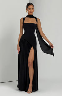 Tullulah Square-Neck Chiffon Maxi Dress - Black - product image 7