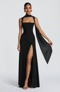 Tullulah Square-Neck Chiffon Maxi Dress - Black