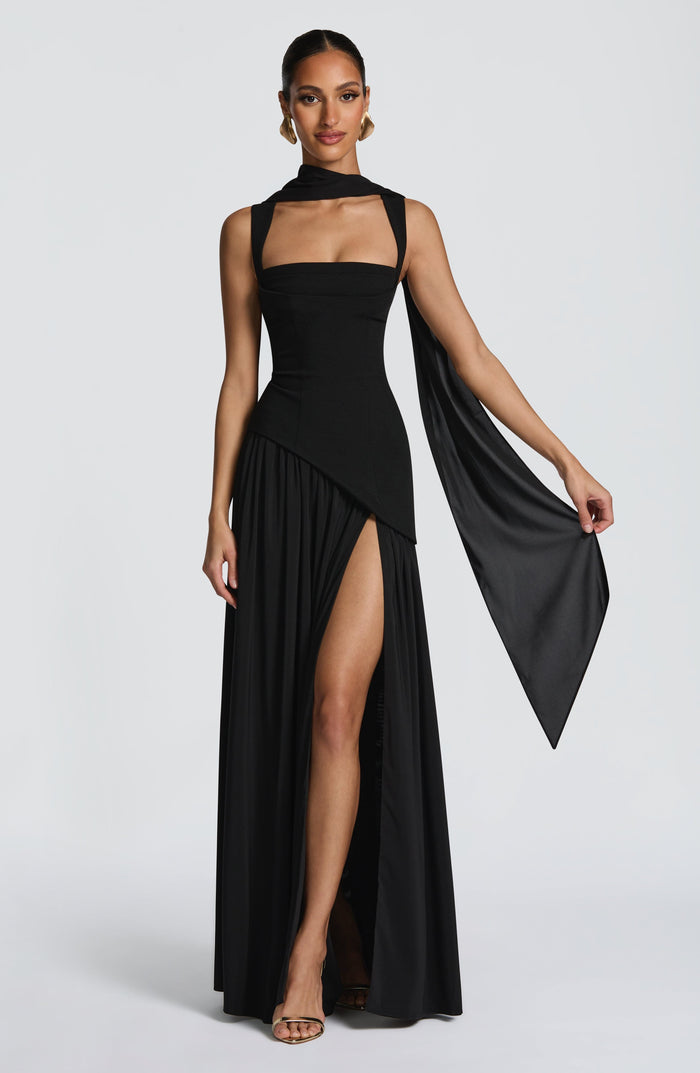 Tullulah Square-Neck Chiffon Maxi Dress - Black - product image 1