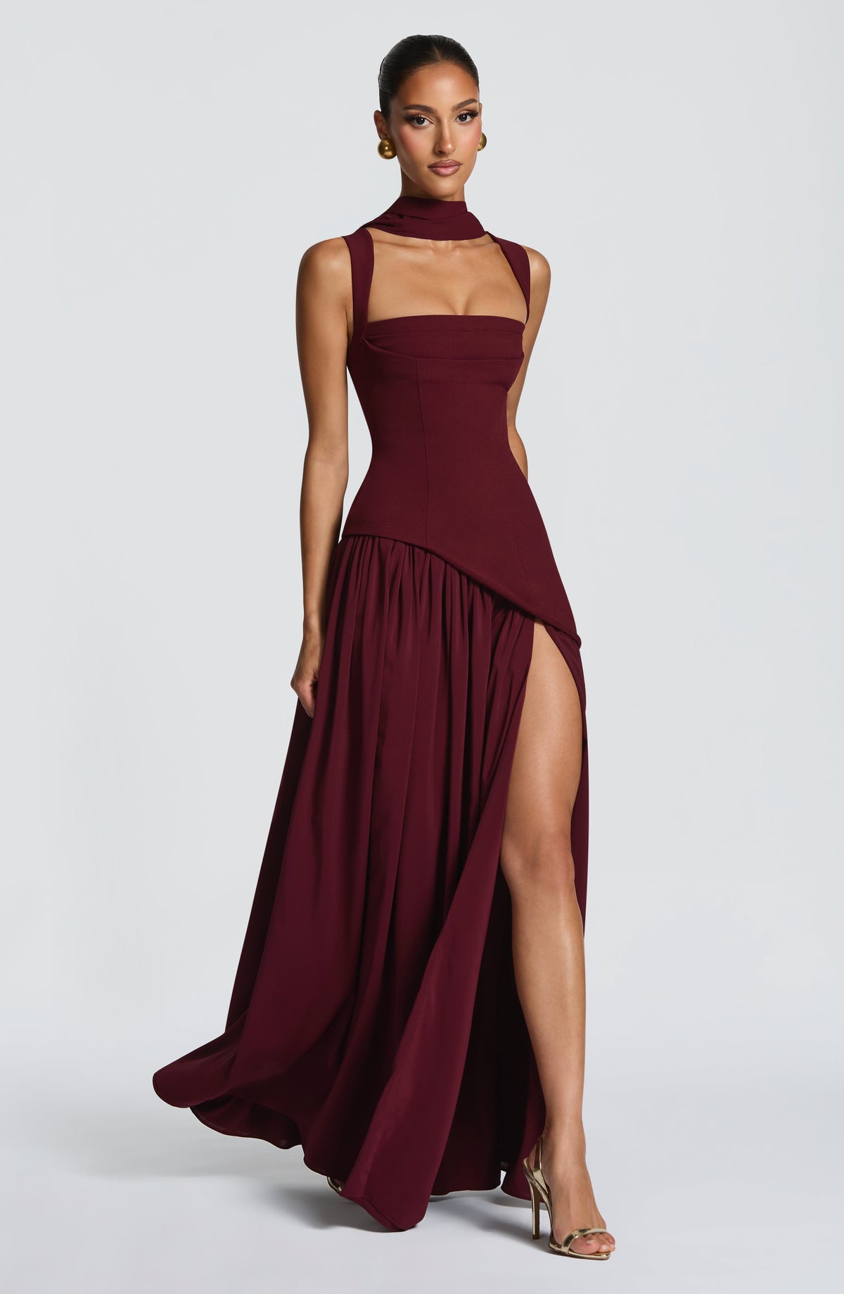 Tullulah Square-Neck Chiffon Maxi Dress - Cherry Red - product image 7