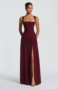 Tullulah Square-Neck Chiffon Maxi Dress - Cherry Red