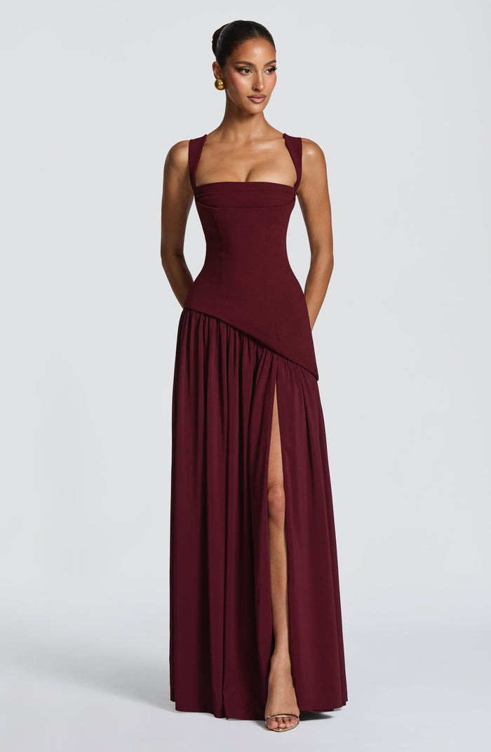 Tullulah Square-Neck Chiffon Maxi Dress - Cherry Red - product image 1