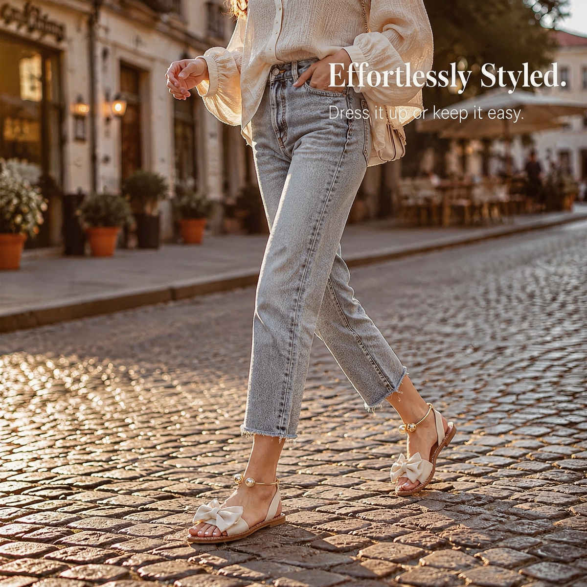Lunabow Pearl-Cuff Bow Flat Sandals - product image 7