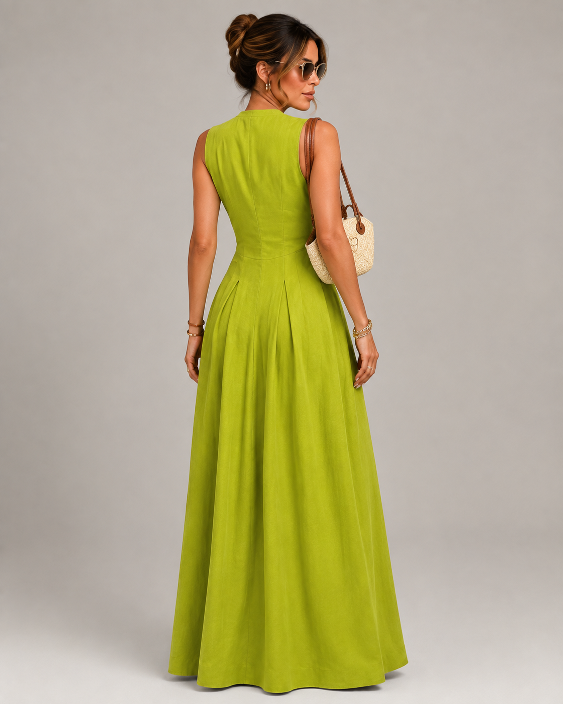 Scarlett Pleated Sleeveless A-Line Maxi Dress