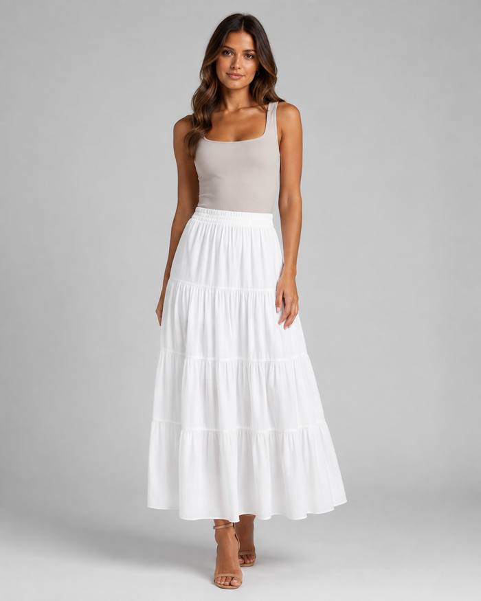 Paloma High-Waist Pleated A-Line Midi Skirt